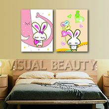 Lovely Rabbit Canvas Painting for hanging children room